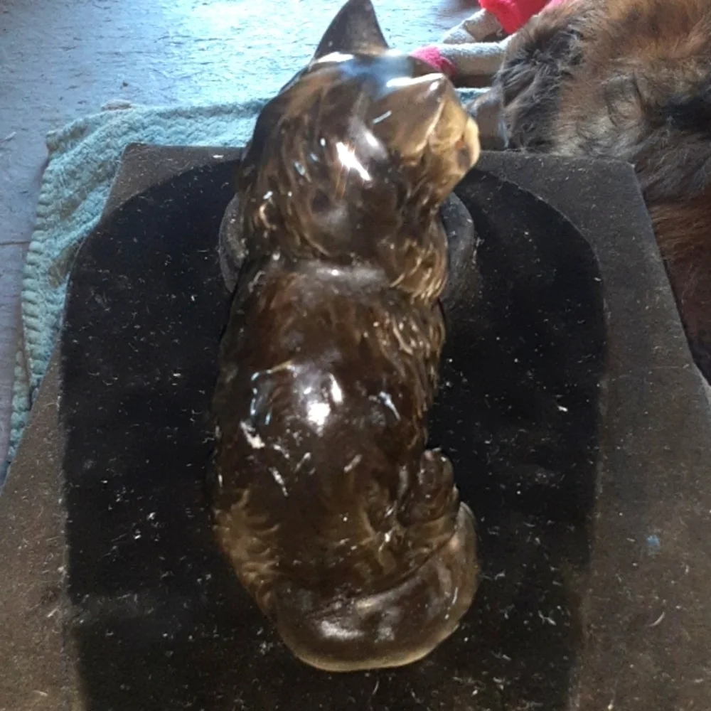 Gray and White Cat Figurine